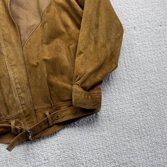 VTG Paris Sport Club Leather Jacket Brown Snake Skin Flight Bomber Padded M Read - Picture 5 of 16